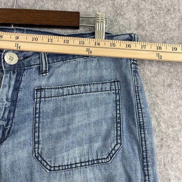 Free People Jeans Womens 31 Light Wash Wide Leg Stretch Mid Rise Boho Festival - Picture 4 of 14